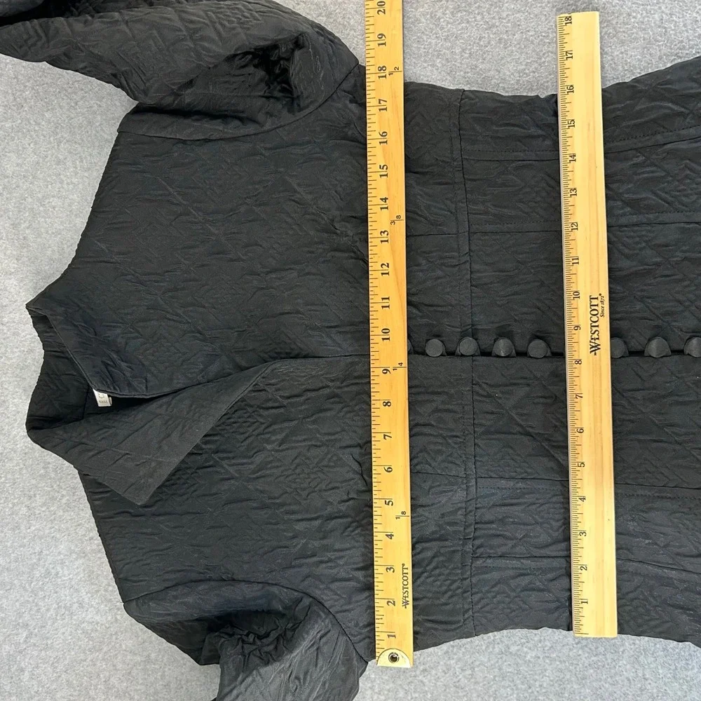Christie‎ de la Rue Black Quilted Button Front Midi Coat Womens Size 2